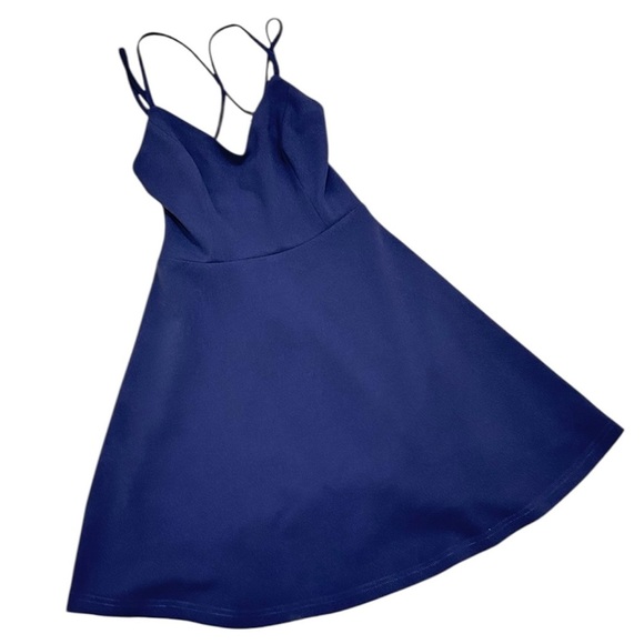 Lulu's believe in love Navy backless criss cross straps Mini skater Dress small - Picture 7 of 15